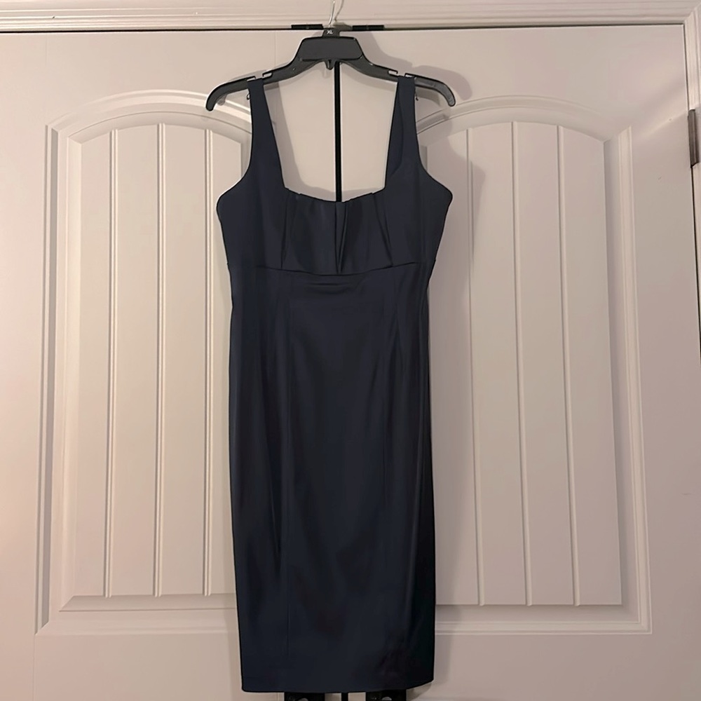 Navy Blue Satin Dress